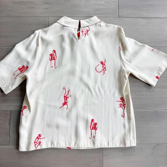 Stine Goya Missy Blouse with Red Monkey Print Size L - Picture 8 of 8